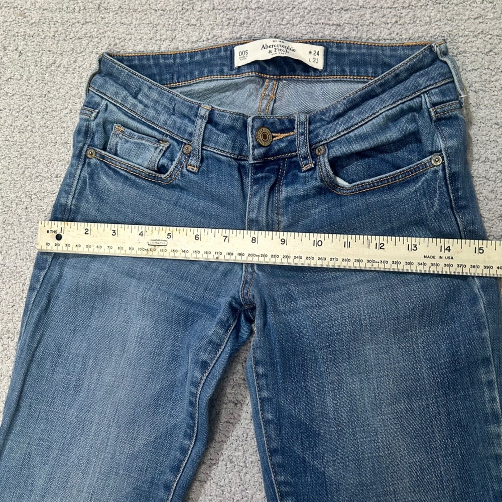 Abercrombie & Fitch Jeans Ultra Low Rise Slim Straight 00 Blue Y2K Vintage 2000s - Picture 3 of 9
